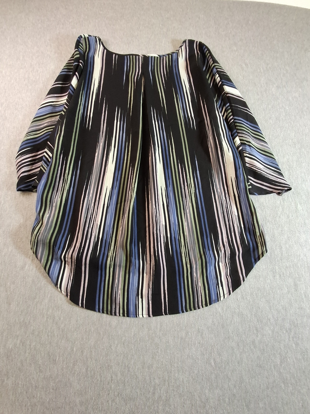 Vince Camuto Womens Size L Black Multicolor Striped Scoop Neck Blouse - Picture 6 of 8
